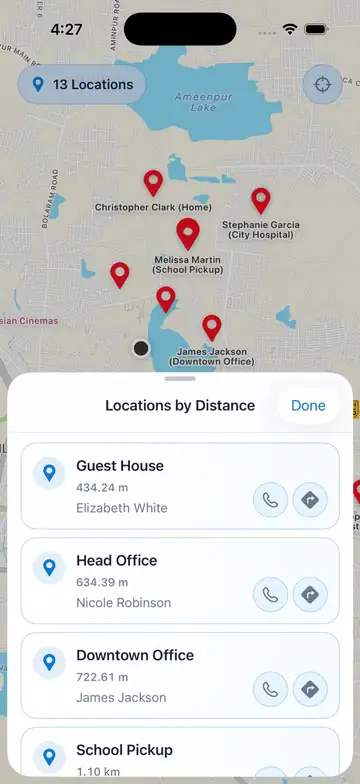 Contact Links map view