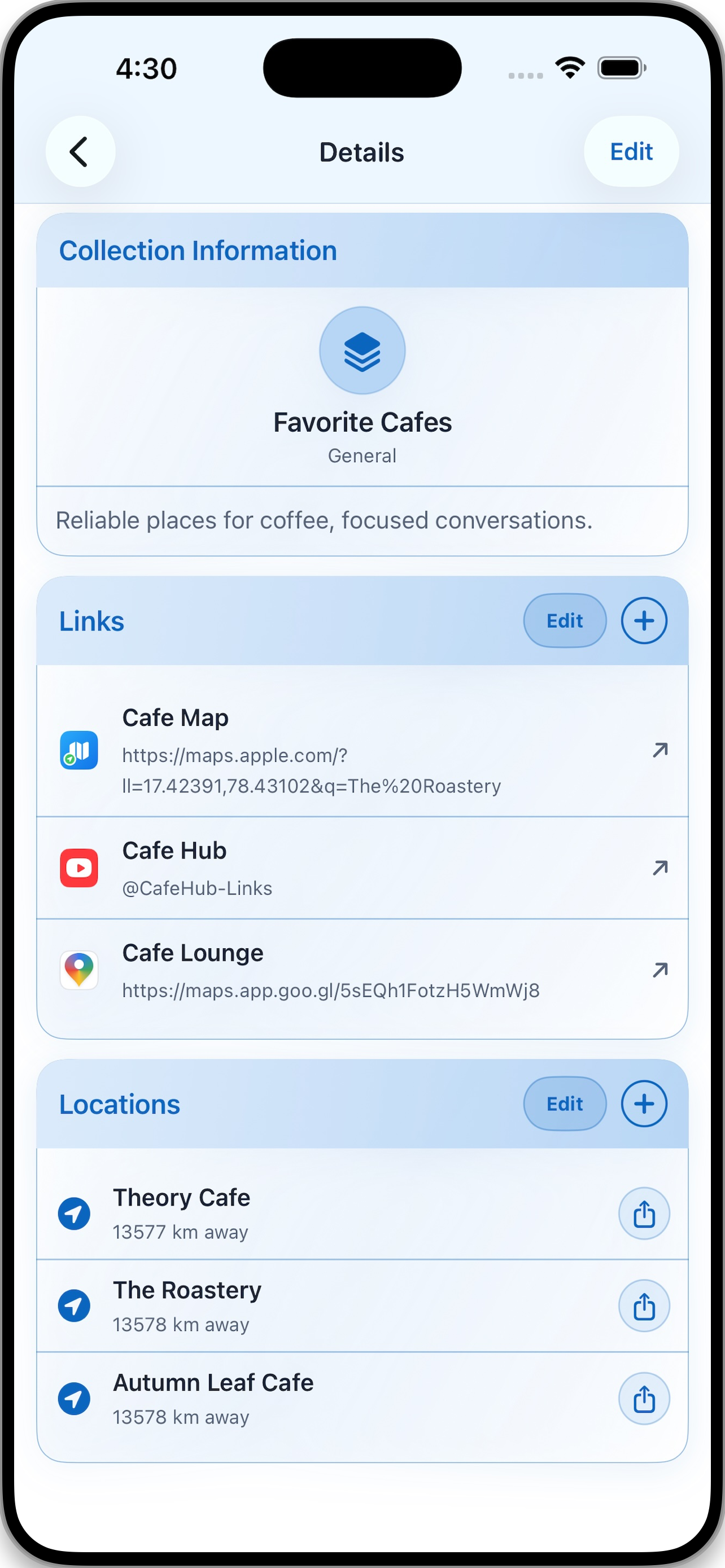 Contact Links Collection details